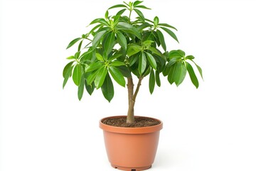 Obraz premium Lush indoor potted plant with vibrant green leaves, enhancing home decor in a bright space