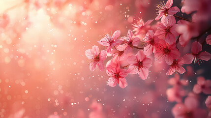 Spring floral dance with gentle cherry blossom petals swirling in a pastel breeze, set against a barely-there blush gradient that evokes the delicate choreography of nature�s awakening background jpg