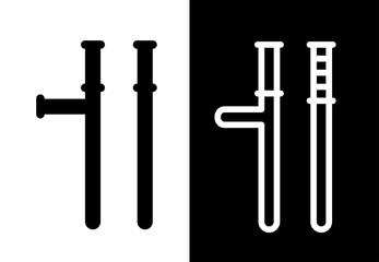 Police baton icon. Symbol of police or security, law and order. Rubber baton (stick), attribute of law enforcement agencies.