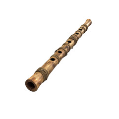 Naklejka premium Authentic Handmade Wooden Flute, Traditional Musical Instrument, Ethno-Musical Artifact