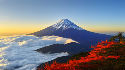 Fototapeta premium Embrace the majestic - a sunrise over mount fuji