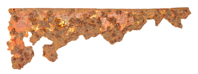 Rusted Grunge Metal Texture with Torn Edges on Transparent Background