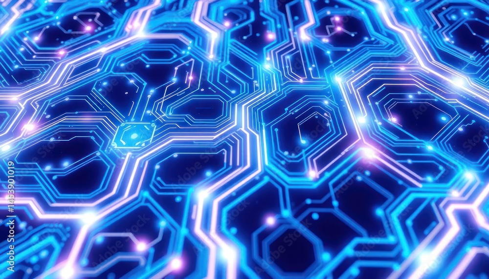 Aufkleber abstract glowing circuit board network digital technology background