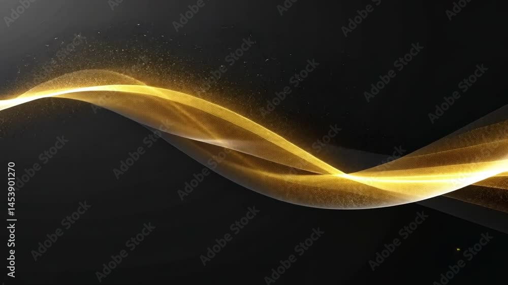 Poster elegant golden wave design smooth flow and shimmering particles create abstract background of luxury
