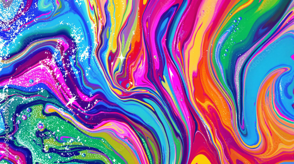 Poster abstract color flow: a vibrant and mesmerizing abstract composition of swirling colors, creating a d