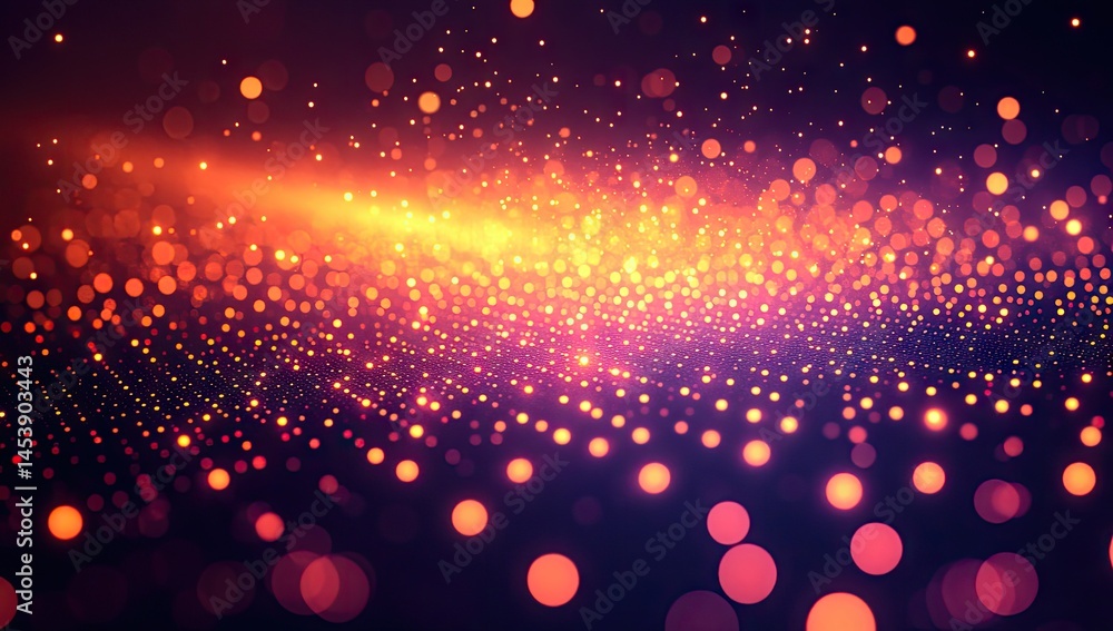 Poster abstract digital design with vibrant particle effects.