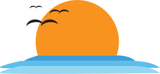 beautiful sunset in the afternoon style vector