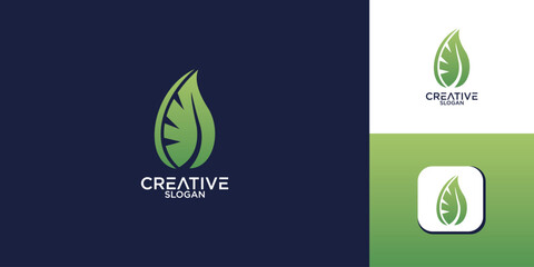 Vector leaf logo, green clean eco icon tree growth. Abstract leaf symbol logo	