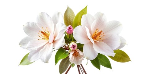 Fototapeta premium Exquisite Magnolia Bouquet on White Background