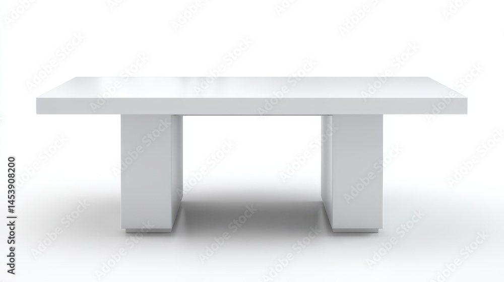 Poster modern white rectangular table isolated on white background perfect for mockups and product displays
