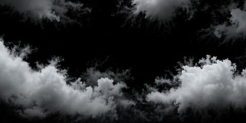 Isolated Clouds Against Black Background - Abstract Cloudiness