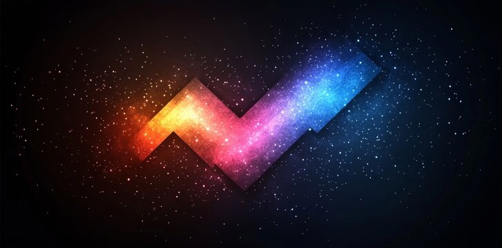 An arrow composed of vibrant, radiant light beams, directed towards the center on a dark backdrop, creates an elegant and dynamic form that exudes a sense of motion and velocity