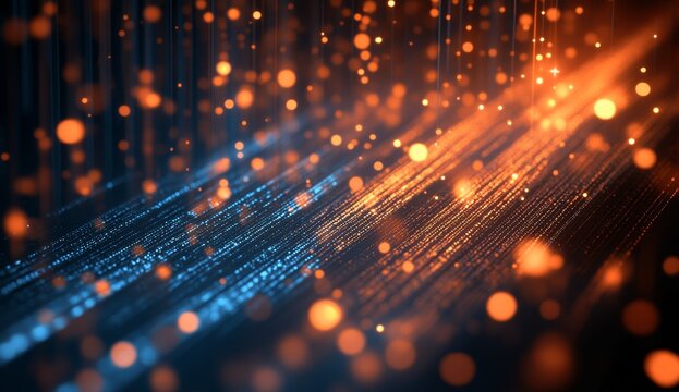 The image depicts a close-up of computer code on the screen, symbolizing sophisticated software development and coding expertise, set against a dark background illuminated by a blue glow from above