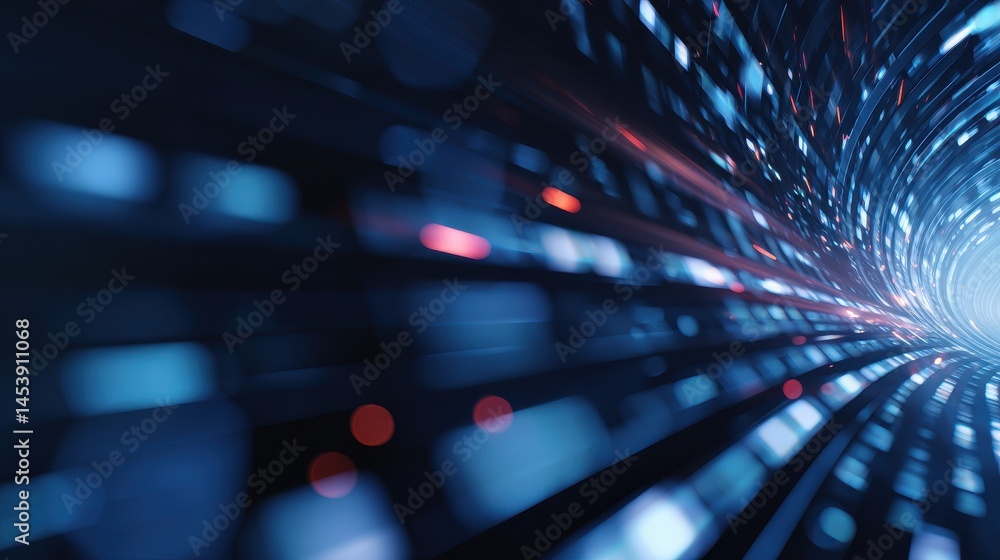 Aufkleber abstract representation of a digital tunnel with flowing data and lights, conveying technology advan