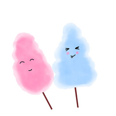 Cute pink and blue cotton candy