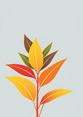 Colorful Leaf Branch: A visually appealing illustration of a plant branch showcasing various leaves in vibrant hues, creating a fresh and dynamic look.