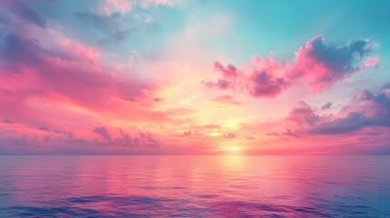 Soft Sunset Pastel Sky Background Ultra Realist depiction of horizon awash in peach, lavender, and rose gold, where dying daylight fades into dusky mauve above calm coastal silhouettes background jpg