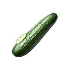 Fresh Green Cucumber with Slice on Black Background