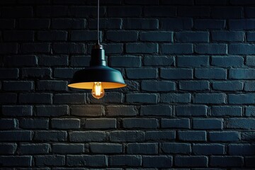 Obraz premium Dark Brick Wall with Pendant Light