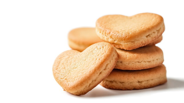 Heart-shaped cookies stacked isolated on a white background
