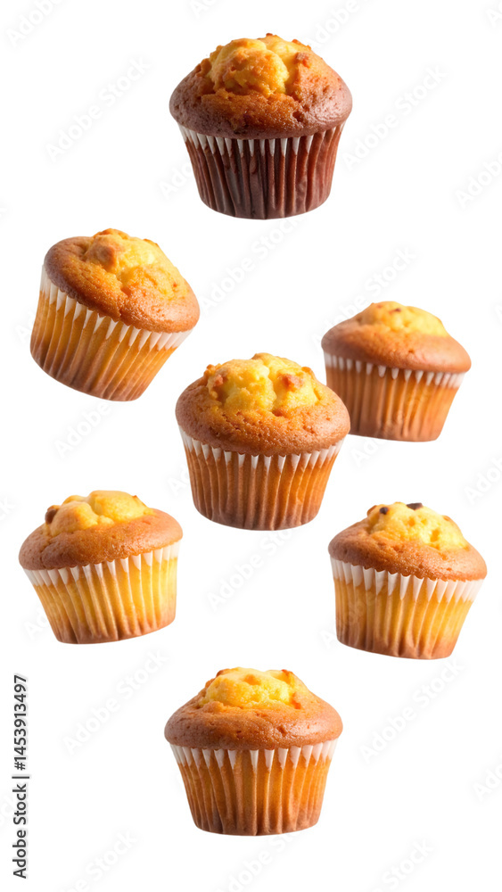 Aufkleber multiple cupcakes floating on transparent background