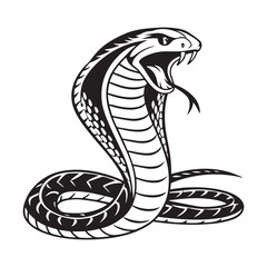 Fototapeta premium Black and white cobra snake vector art silhouette.