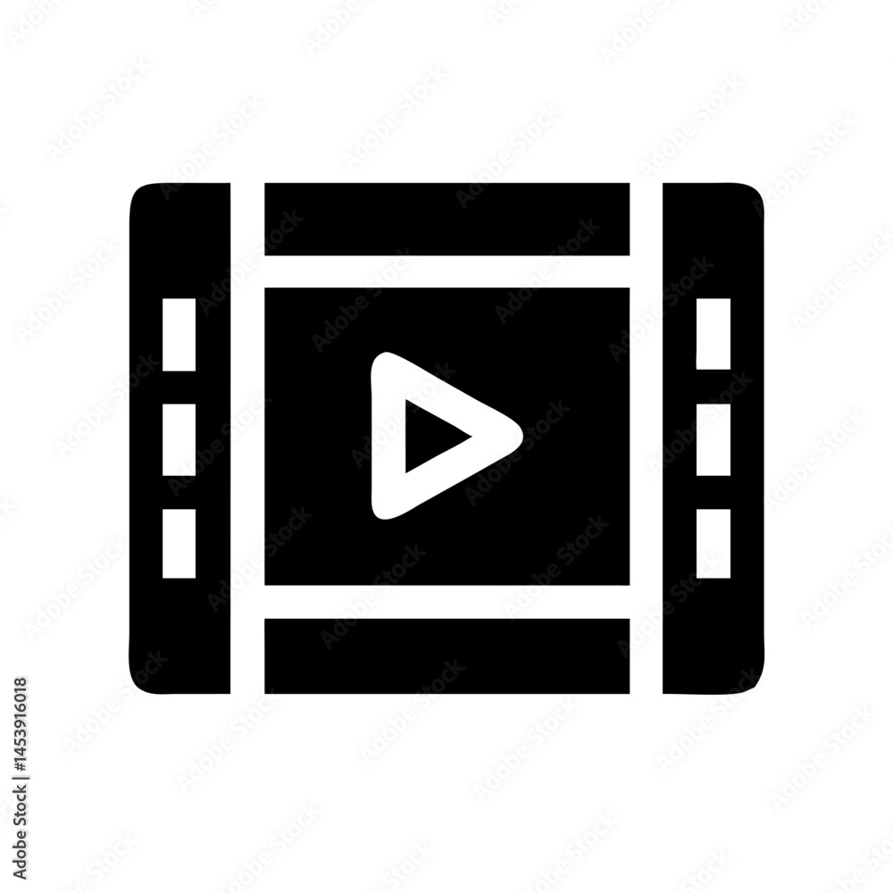Poster play button media or event access e g movie on transparent background for web and graphic design