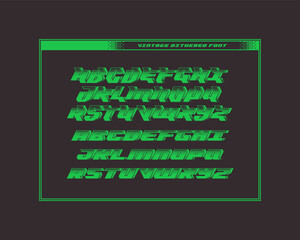 Vector font set of retro style letters made with pixel pattern fill