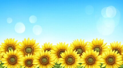 Obraz premium Picture of a sunny summer meadow with a blurred background, a beautiful sunflower, and space available for adding text