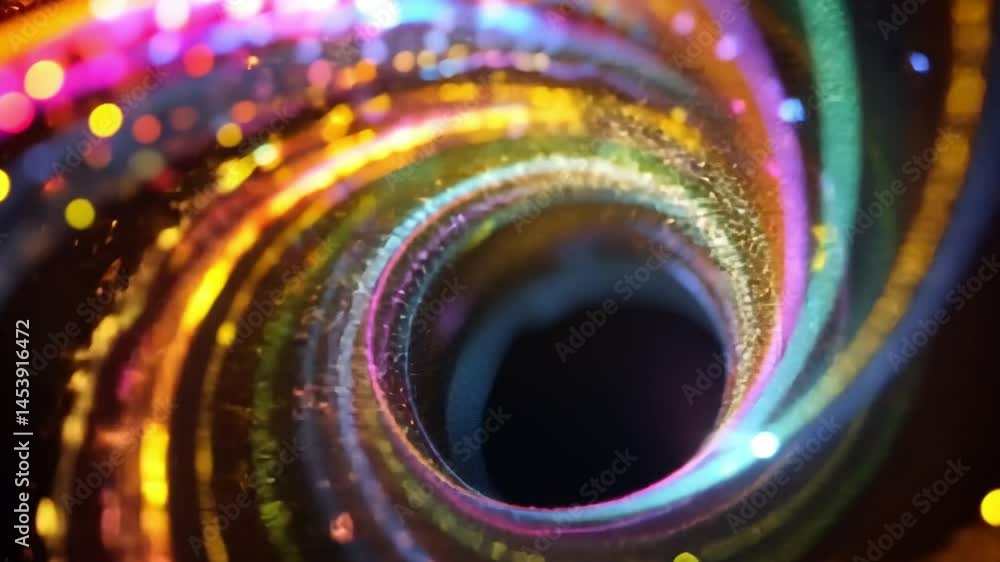 Poster mesmerizing abstract swirl of vibrant colors and sparkling lights creates dynamic vortex of energy a
