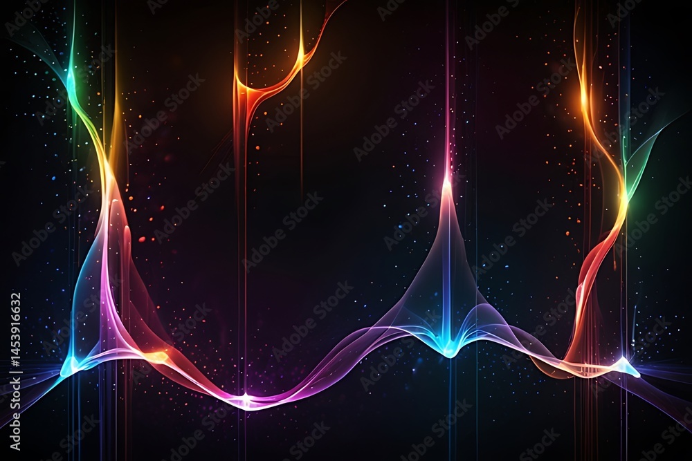 Poster abstract colorful backdrop with glowing lines of digital technology in a bright, futuristic vector d