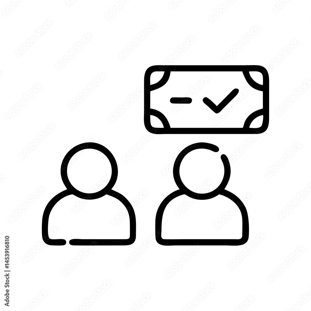 Poster two users group or referral ticket on transparent background for web and graphic design