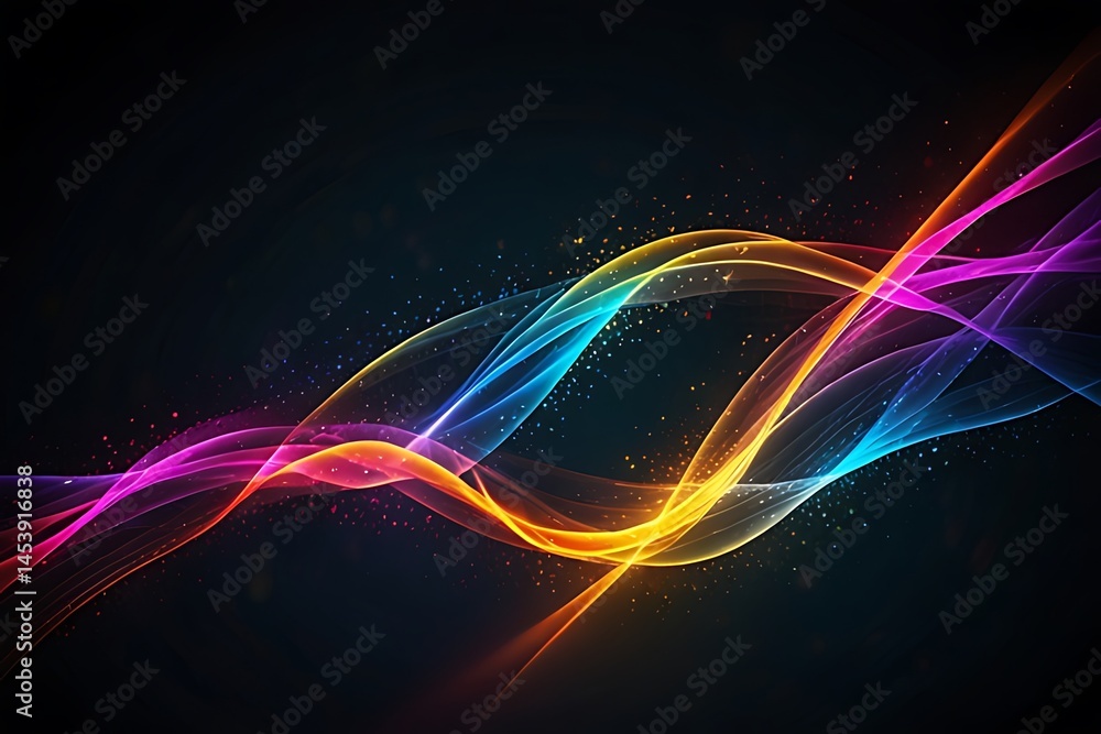 Poster abstract colorful backdrop with glowing lines of digital technology in a bright, futuristic vector d