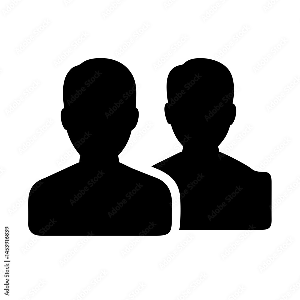Poster two users group or referral ticket silhouette on transparent background for web and graphic design
