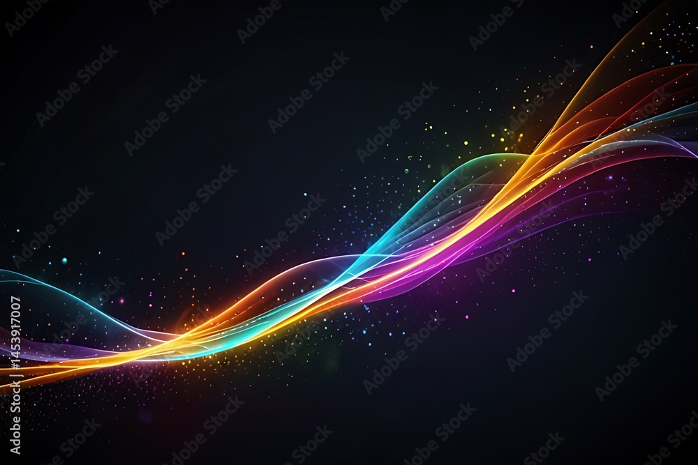 Poster abstract colorful backdrop with glowing lines of digital technology in a bright, futuristic vector d