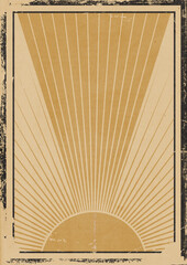 Retro Revolution Propaganda Poster. Stilisierte Sonnenstrahlen auf grunge Papier Hintergrund