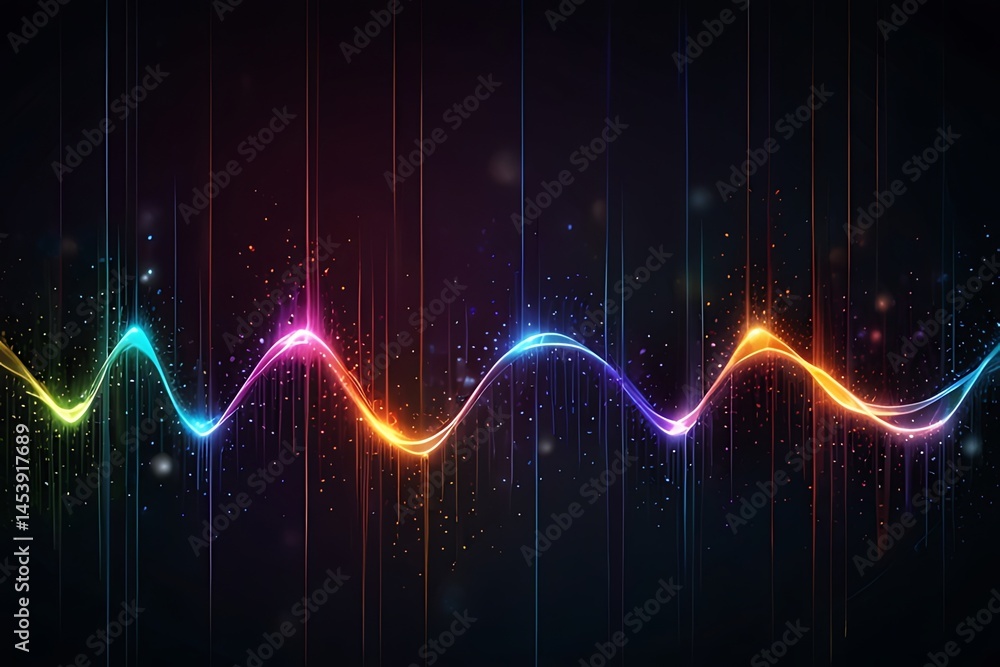 Poster abstract colorful backdrop with glowing lines of digital technology in a bright, futuristic vector d