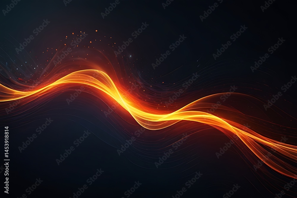 Poster abstract fractal design with glowing neon lines creates a dynamic blue wave pattern