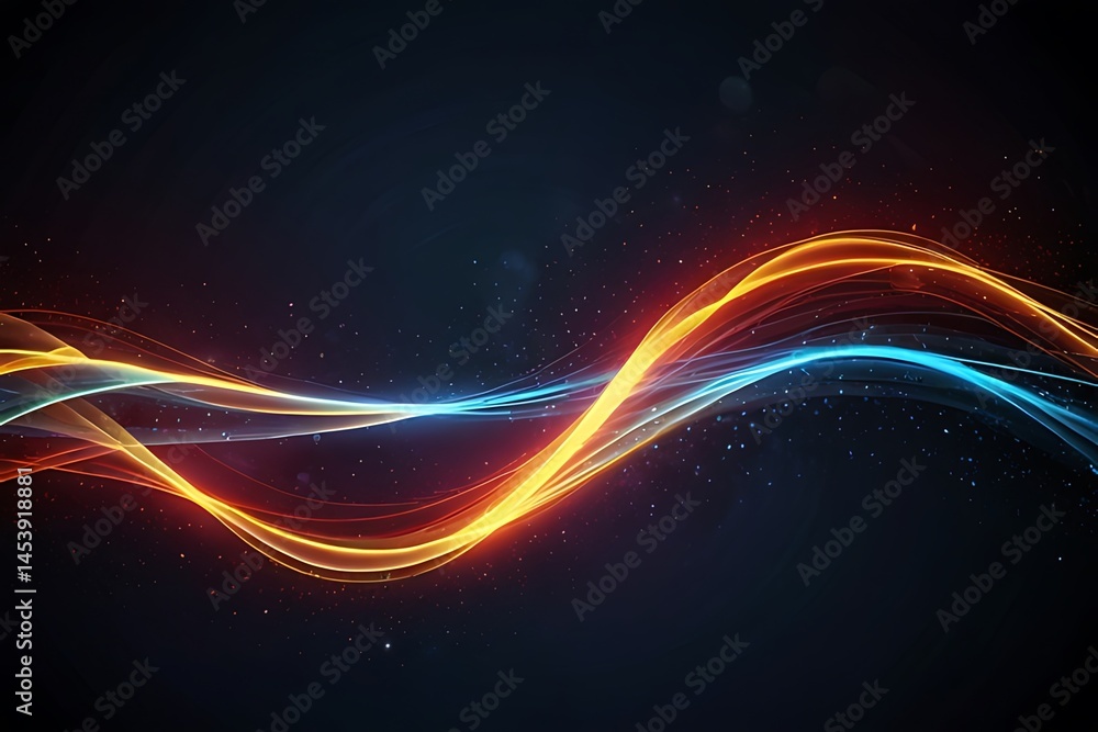 Aufkleber abstract fractal design with glowing neon lines creates a dynamic blue wave pattern