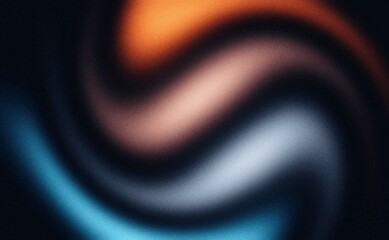 Vibrant grainy background, abstract magenta orange blue color gradient shape, black backdrop noise texture dark banner header poster design, copy space