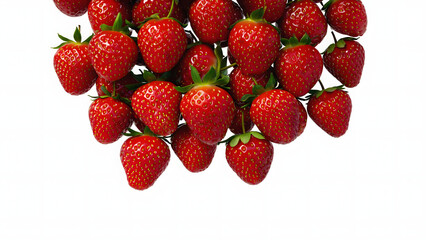 Fresh red ripe strawberries, a sweet and healthy fruit, are isolated in a juicy closeup on a white background, showcasing their freshness