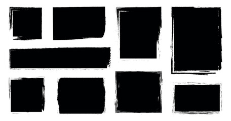 Grunge square template backgrounds. Sketch brush rectangles. Hand drawn crayon grunge brush square rectangle border. Vintage grunge boxes for collage, text, banner, sticker, poster design.