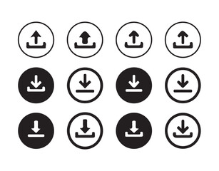 Download and upload icon buttons set. Files download and upload icons symbol in line and flat style on white background. vector illustration eps 10.