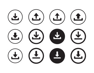Download icon set. download icon Collection. download sign and symbol.Files download and upload icons symbol in line and flat style on white background.vector illustration eps 10.