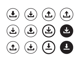 Download icon set. download icon Collection. download sign and symbol.Files download and upload icons symbol in line and flat style on white background.vector illustration eps 10.
