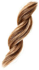 Fototapeta premium isolate transparent Twisted strand of long, light brown hair. png die-cut