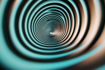 Abstract circles in turquoise and tan create a blurred, swirling vortex effect