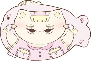 Fish coquette pastel pink cat
