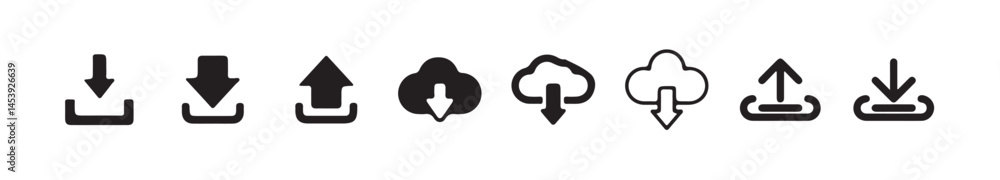 Poster download upload button icon. upload icon. down arrow bottom side symbol. click here button.cloud dow