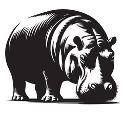 Hippopotamus silhouette illustration vector design, A hippopotamus silhouette vector illustration, Hippopotamus silhouette illustration vector design, hippos set silhouette on white background vector.